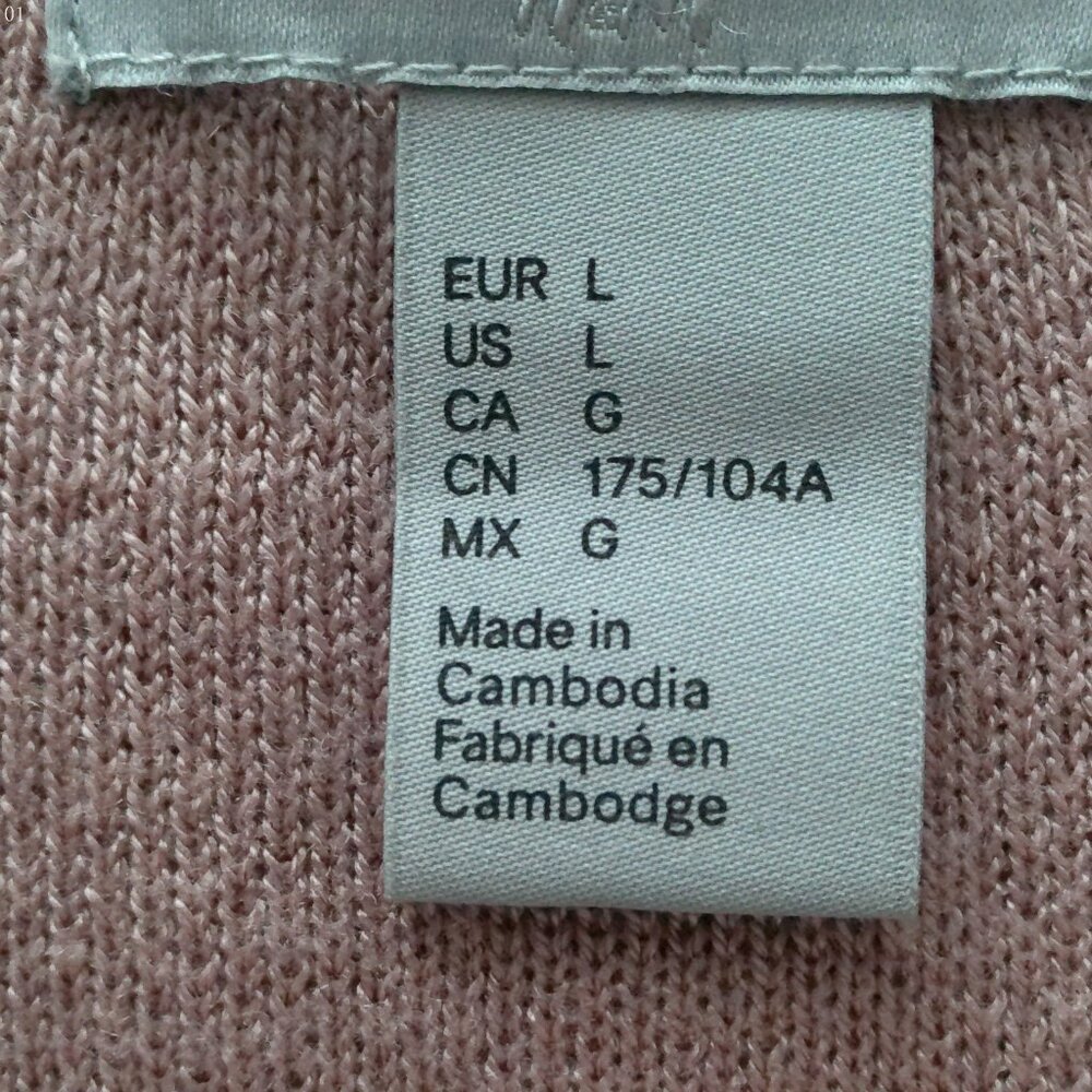 H&M Crew Neck Long Puffy Sleeve Shimmer Knit Pink Sweater L - Picture 6 of 10